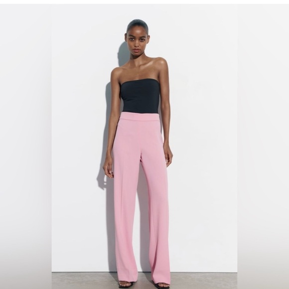 ZARA FLUID HIGH WAIST PANTS PINK SZ. MEDIUM - Picture 3 of 6